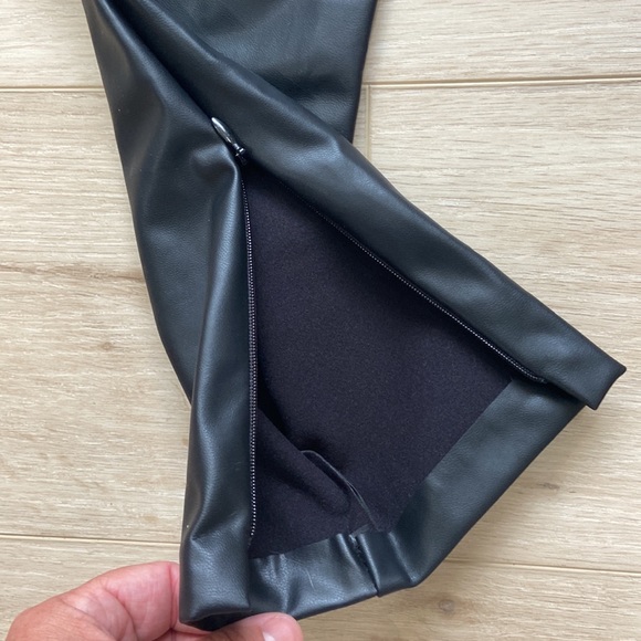 BNWT Zara faux leather black elastic waist with leg zippers youth size 11-12 - Picture 7 of 8